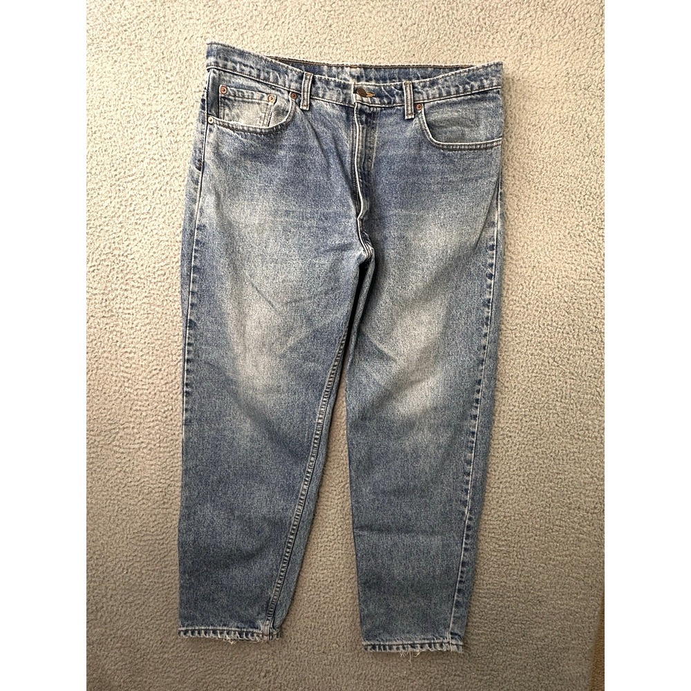 VTG Levis 550 Relaxed Fit Jeans Men 38 (36) x30 Blue Med Wash Distressed Denim